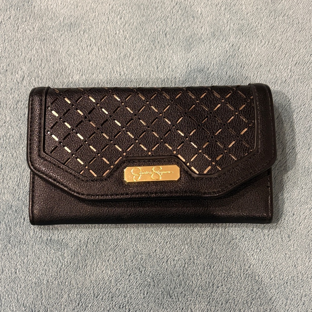 Jessica Simpson Black and Gold Wallet